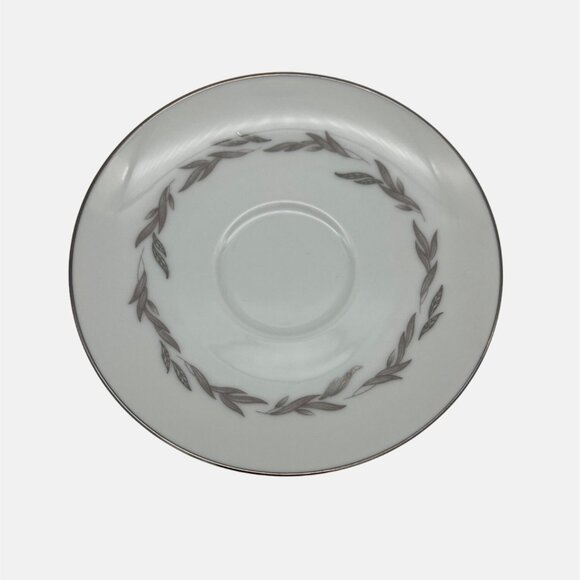 Vintage Noritake Graywood Round Flat Cup & Saucer Platinum Trim 6041 Japan 2" - Picture 4 of 6